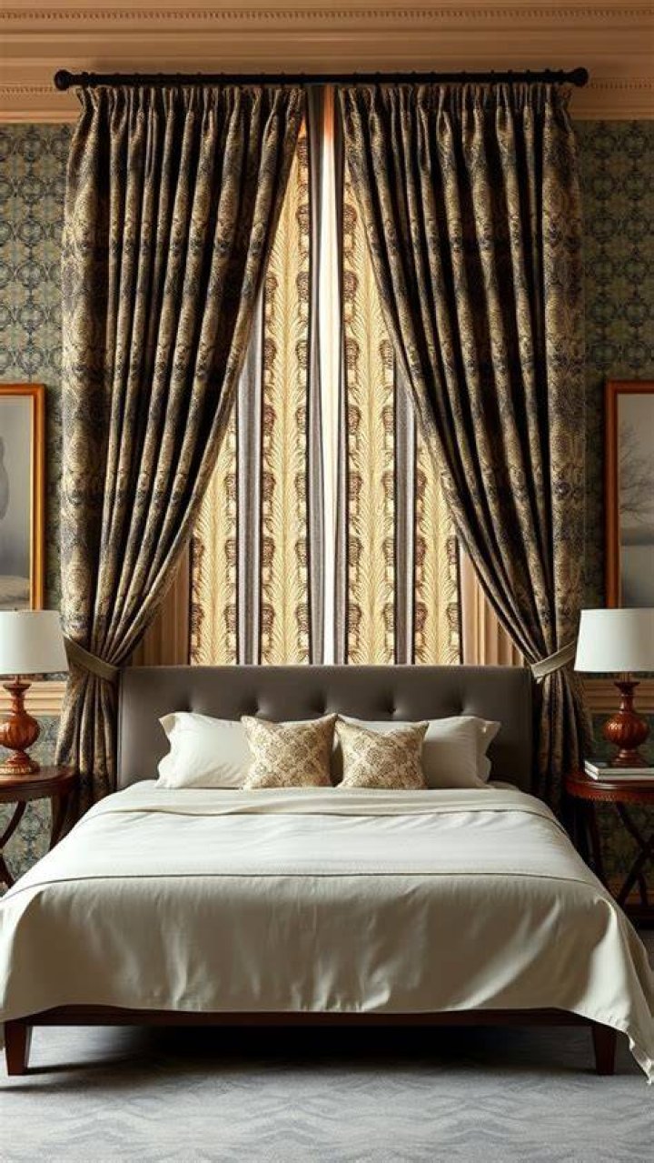 curtains behind bed